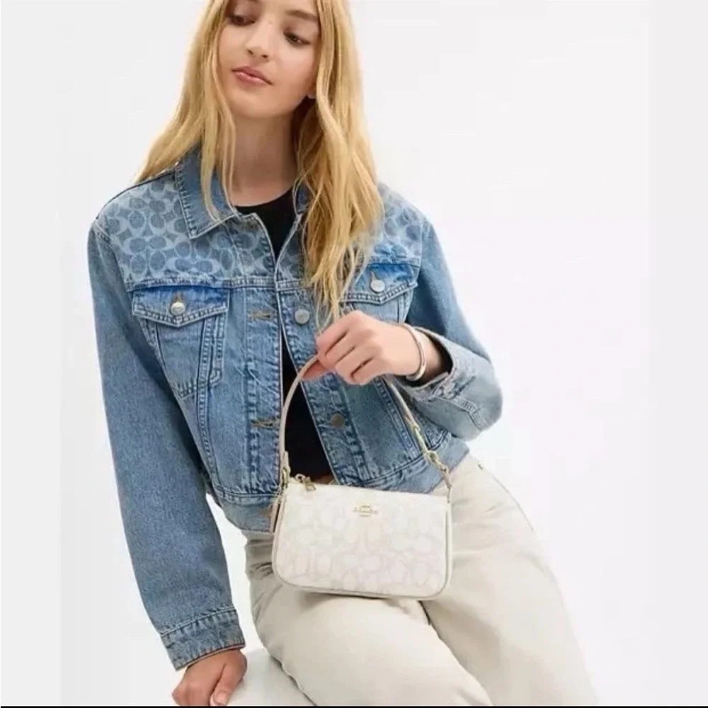Coach Nolita Cream Wristlet with Signature Pattern